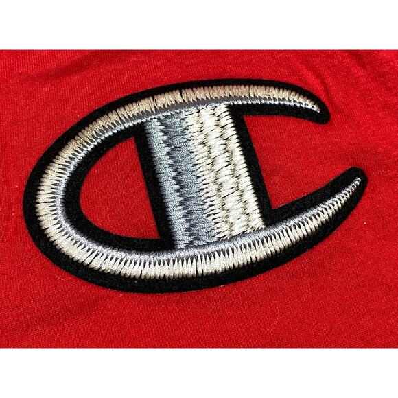 Champion Vintage 90s Mens Size XL Red Embroidery Patch Logo T Shirt - Picture 9 of 10